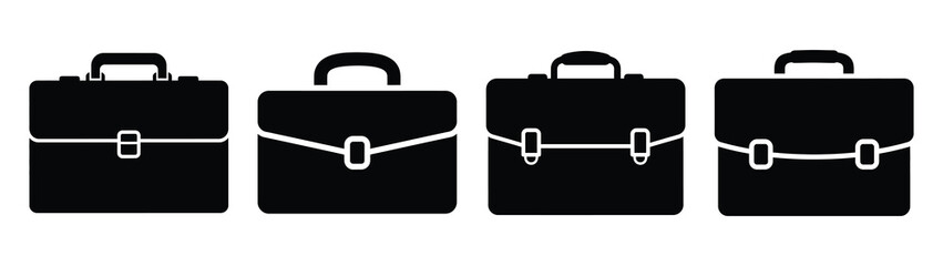 Set of vector executive briefcase icon. Business silhouette icons