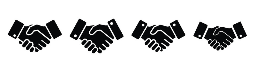 Set of vector handshake deal icon. Business silhouette icons