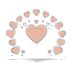 Vector illustration of a romantic pink and red Valentine heart pattern design for a holiday celebration greeting card or wedding gift decoration symbol