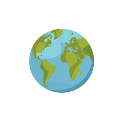 Naklejka premium A 3d illustration of a blue and green earth globe showing continents and oceans on a white background as a global geography and business concept