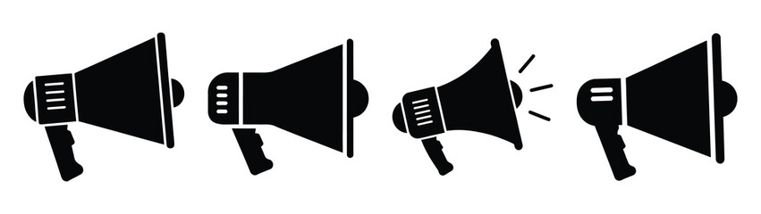 Set of vector marketing megaphone icon. Business silhouette icons