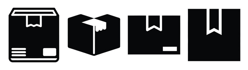 Set of vector package parcel icon. Business silhouette icons