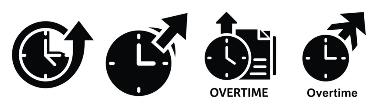 Set of vector overtime icon icon. Business silhouette icons