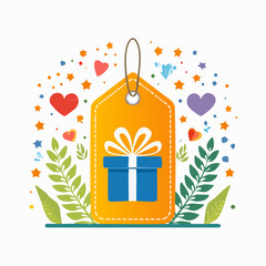 Vector illustration of a festive Christmas gift box with a red ribbon bow and star decoration for a happy holiday celebration greeting card or New Year surprise present design