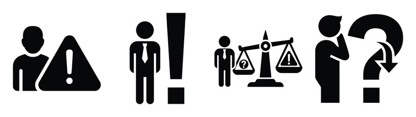 Set of vector risk assessment icon. Business silhouette icons