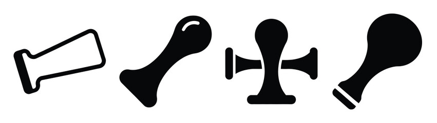 Set of vector stamp approval icon. Business silhouette icons