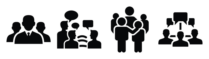 Set of vector team collaboration icon. Business silhouette icons