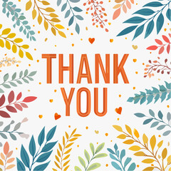 thank you seamless vector floral pattern with autumn leaves illustration background design