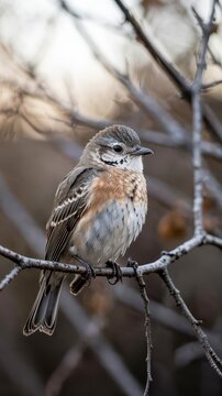 Charming Rufous-backed Sibia Bird Perched on Branch, Close-up