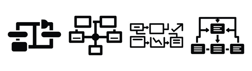 Set of vector workflow diagram icon. Business silhouette icons