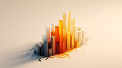 abstract glass data bars, colorful transparent bar chart
