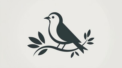 Fototapeta premium Elegant Bird on Branch, Minimalist Vector Design
