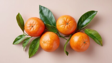 Fresh citrus fruits with green leaves