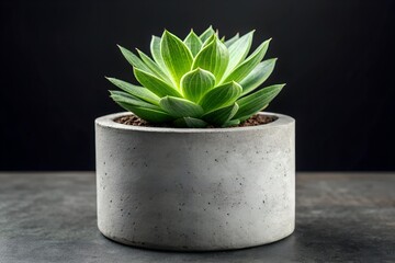 Simple potted cactus succulent on white background
