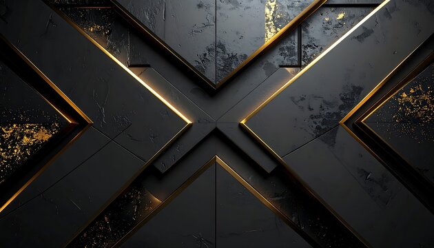 黒と金の菱形模様が輝く重厚なメタル構造を持つ壁紙背景