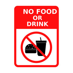 No eating and drinking sign on a white background.