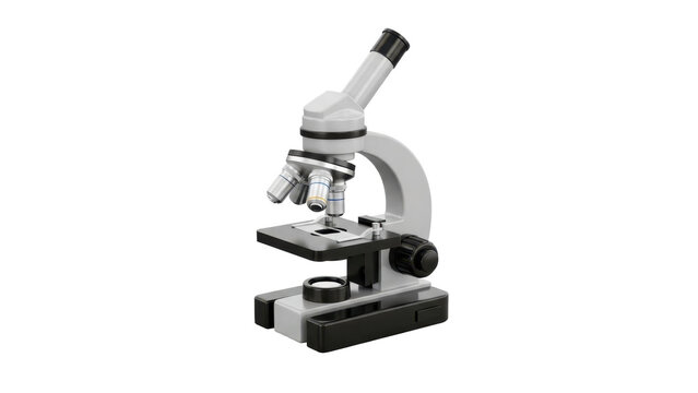 3D icon microscope research tool, isolated on white background