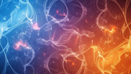 A colorful, abstract smoke design with swirling patterns and vibrant colors on a gradient background.