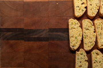 Freshly Baked Biscotti Grouped on Right with Large Copy Space
