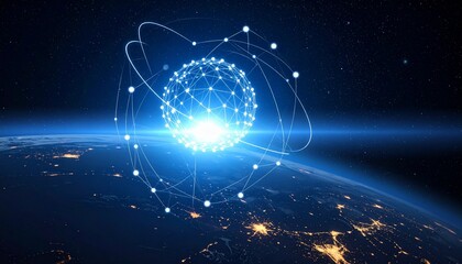 Digital globe with glowing data connections