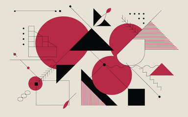 Obraz premium Abstract Geometric Shapes and Lines on a Neutral Background
