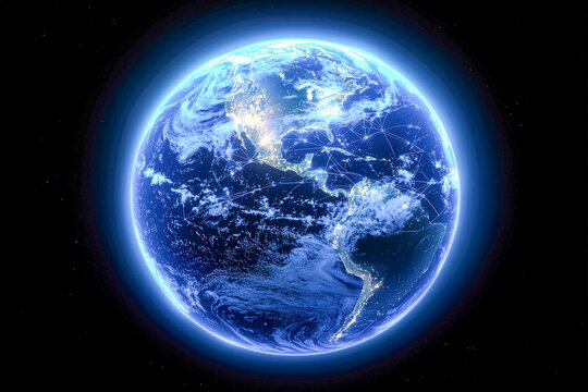 Digital connectivity highlights of Earth from space - Powered by Adobe