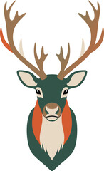 Stylish Deer Head Vector Illustration Graphic Animal Portrait with Antlers for Design and Decoration