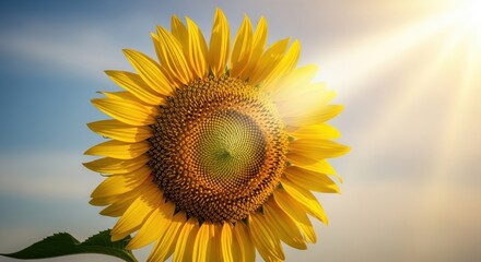 Obraz premium Radiant sunflower basking under the sun, a vibrant display of nature's beauty and warmth