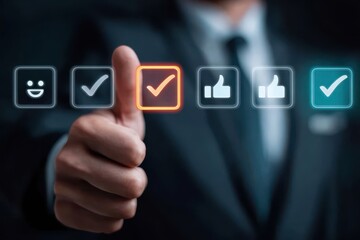 Fototapeta premium A timeless look where satisfaction supports retention validated by a pure guarantee as review comments pair with feedback improving each rating and uplifting a bold thumb