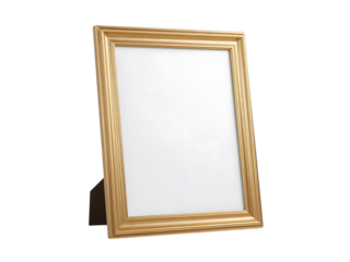  "Sleek Gold Picture Frame Mockup, Polished Frame Isolated on Transparent Background, Perfect for Custom Artwork"