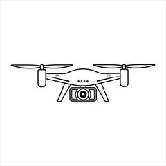 Modern drone quadcopter flying device with camera outline icon Vector