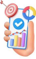 3d Hand holding mobile phone