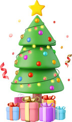 3d Christmas sparkling bright tree