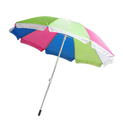 Obraz premium Colorful Rainbow Beach Umbrella with Adjustable Pole