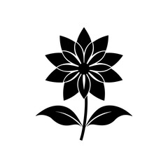 Stylized black flower icon, elegant blossom graphic element design