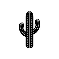 Minimalist saguaro cactus black silhouette desert plant icon graphic