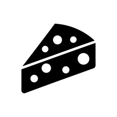 A minimalist black cheese wedge icon, dairy food product symbol.