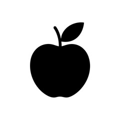 Black apple fruit icon, simple silhouette graphic illustration