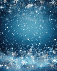 Obraz premium Sparkling Blue Winter Background with Falling Snowflakes