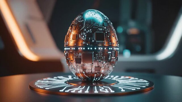 Futuristic Tech Egg: Circuitry, Innovation, and Digital Design Concept
