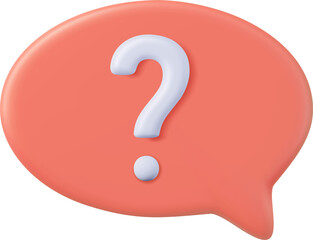 3d Speech bubble with question mark.