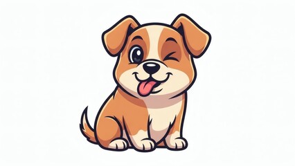 Obraz premium Delightful Puppy Cartoon A Playful and Charming Illustration of a Smiling Canine