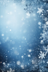 Fototapeta premium Frosted snowflakes on dark blue winter backdrop