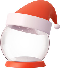 3d christmas snowglobe with santa hat