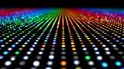 Fototapeta premium A stunning visual display of colorful LED lights arranged in a grid, creating a mesmerizing pattern of vibrant hues. Ideal for showcasing modern technology and digital art.