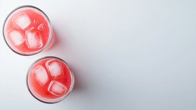 Bright and refreshing pink cocktails served in rounded glasses filled with crushed ice, ideal for summer parties or relaxing moments. Perfect for beverage-themed projects!