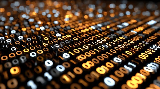 A captivating close-up image of binary code, showcasing a mesmerizing array of zeros and ones in vibrant colors. Ideal for tech-related themes, coding, and digital innovations.