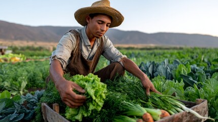 Man working in vegetable field