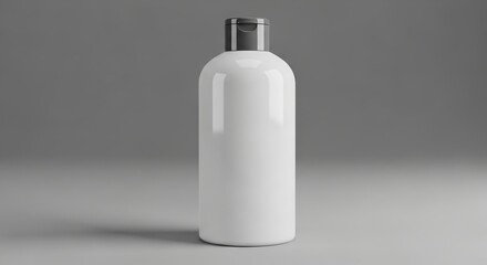 Plastic shampoo bottle with convenient flip cap positioned cleanly on plain neutral white background