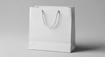 Paper shopping bag featuring sturdy rope handles blank logo space isolated on neutral professional backdrop